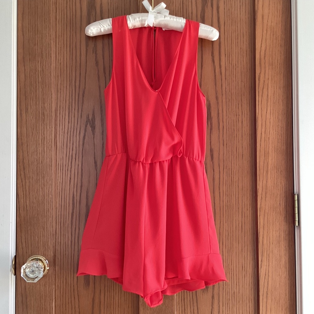 Lush Red Ruffle Romper Size Small